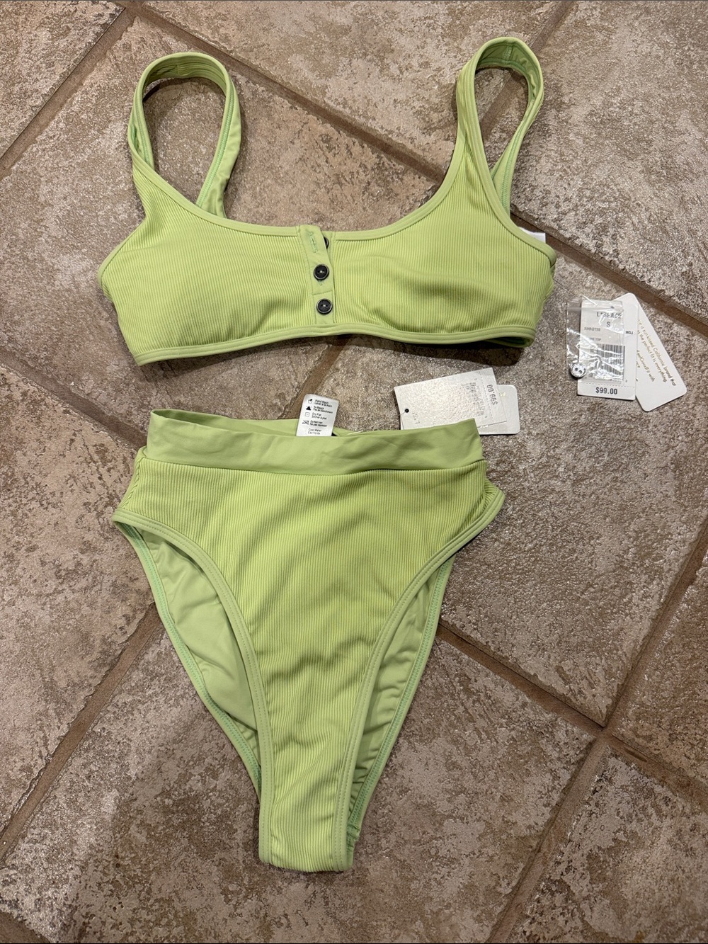 l*space Ribbed Scoop Bikini Set in Light Green - Picture 1 of 6
